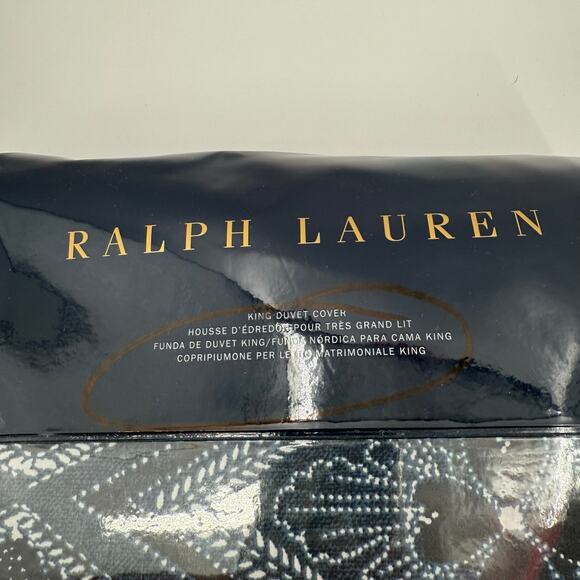 Ralph Lauren Home King Duvet Cover 108 x 96 Francois NWT Navy Blue Cotton $425 - Picture 6 of 12